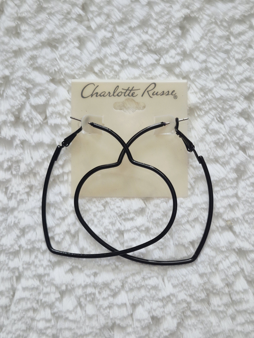 Charlotte Russe Black Heart Hoop Earrings